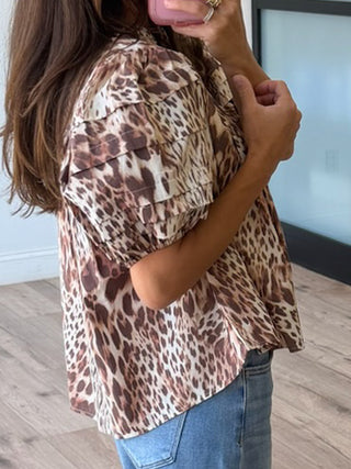 Copacabana Puff Sleeve Blouse | Leopard