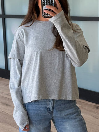 Double Layered Long Sleeve Tee | Grey