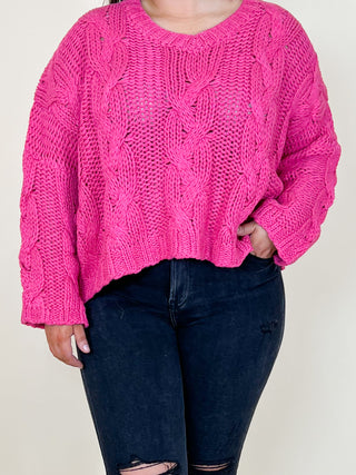 Fisher Chunky Cable Knit Sweater | Hot Pink | FINAL SALE