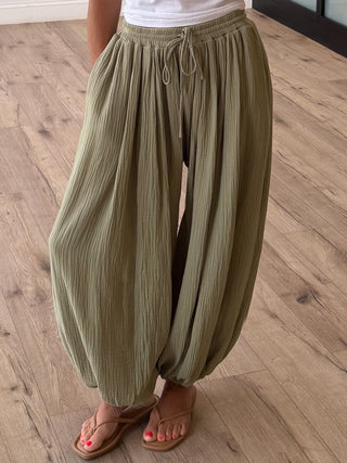 Volare Cotton Balloon Pants | Olive