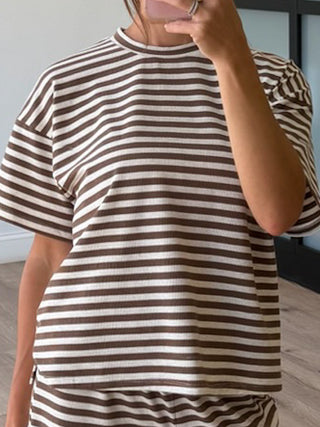 Miah Ribbed Knit Tee | Cocoa Cream | RESTOCK