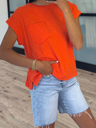 Relaxed Cotton Pocket Tee | Blood Orange