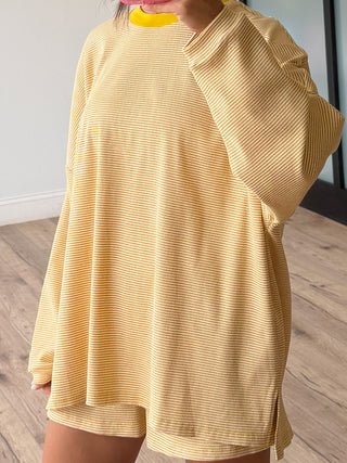 Easy Going Ribbed Stripe Shorts | Golden