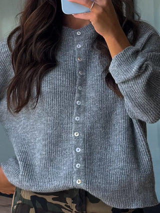 Reyes Button Cardigan | Grey