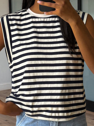 Solstice Muscle Tee | Cream/Black | +Plus Available
