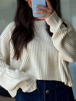 Huntley Ribbed Knit Sweater | Cream