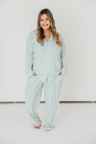 Candy Stripe Pajama Set | Blue | +Plus Available