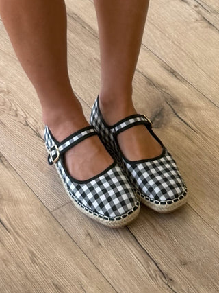 Gingham Mary Jane Espadrilles | Black