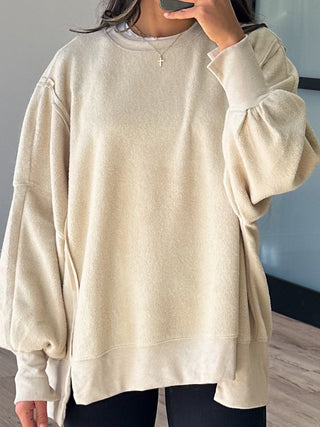 Out + About Brushed Knit Pullover | Taupe