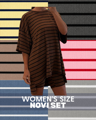 Novi Stripe Ribbed Tee + Shorts Set | 7 Colors Available