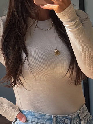 Essential Ribbed Long Sleeve | Bone | +Plus Available | RESTOCK