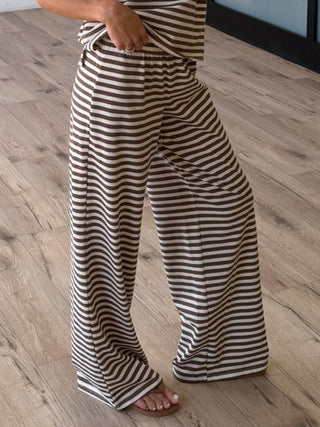 Miah Ribbed Knit Wide Leg Pants | Cocoa Cream