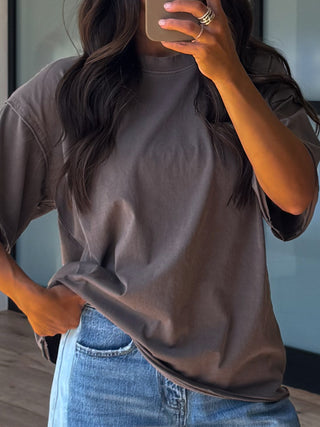 Cotton Washed Tee | Mocha | +Plus Available | RESTOCK