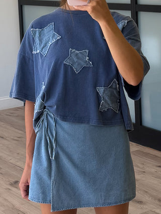 Starburst Patch Tee | Stone Blue