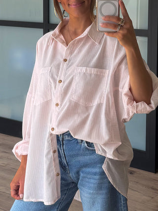Ardyn Button-Down Top | Pink Stripe