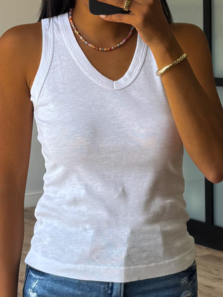 Tasha V-Neck Tank | White