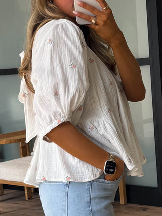 Melinda Puff Sleeve Top | White