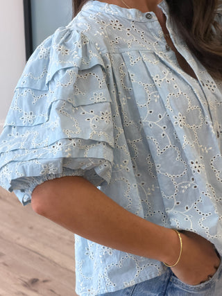 Copacabana Puff Sleeve Blouse | Blue Willow