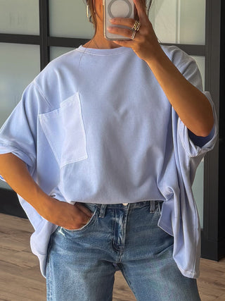 Step Out Oversized Dolman Top | Sky Blue