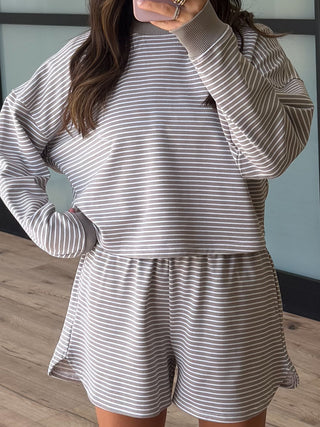 Boardwalk Stripe Crew Set | Stone