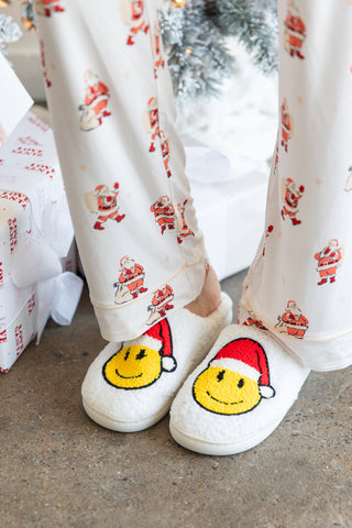 Happy Face Santa Slippers