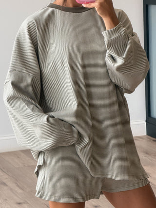 Easy Going Ribbed Stripe Pullover | Ash