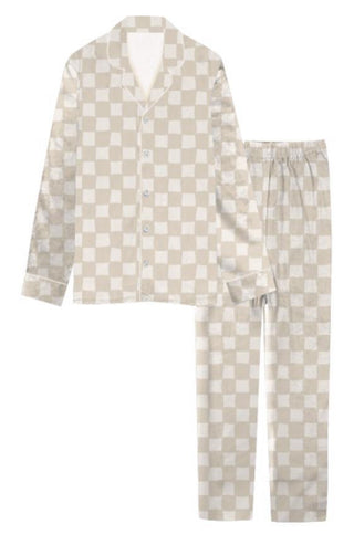 Checkered Pajama Set | Stone | +Plus Available