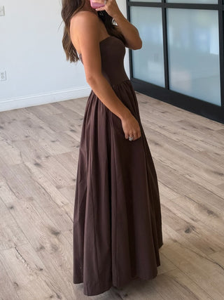 Markey Strapless Maxi Dress | Chocolate