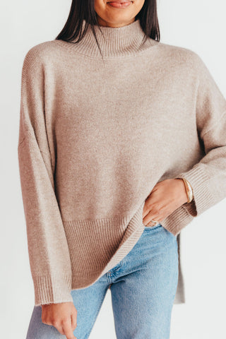 Nolan Mock Neck Sweater | Taupe