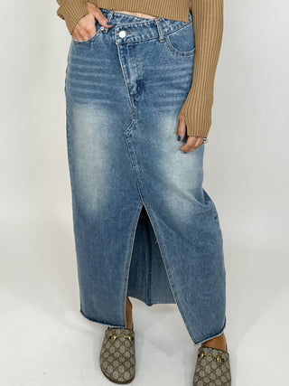 Crossover Denim Maxi Skirt | FINAL SALE