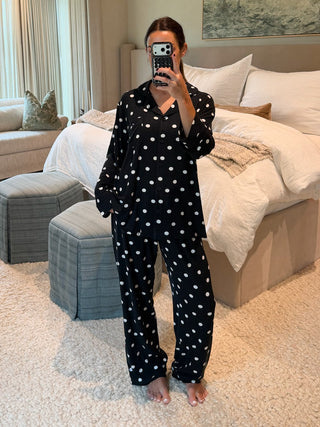Polka Dot Women's Ribbed Pant Set | +Plus Available