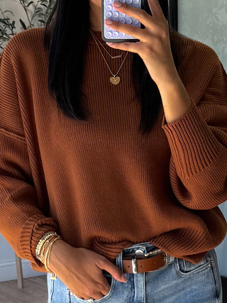 Take It Easy Ribbed Sweater | Pecan