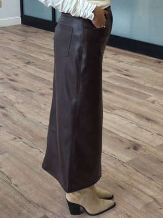 Sparrow Faux Leather Skirt | Espresso