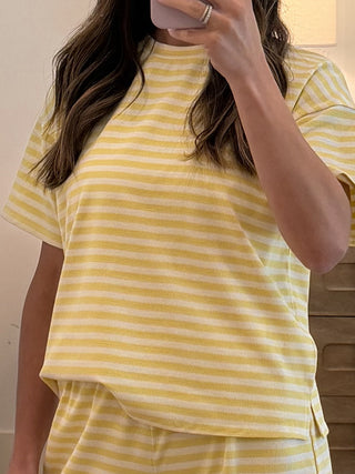 Miah Ribbed Knit Tee | Canary