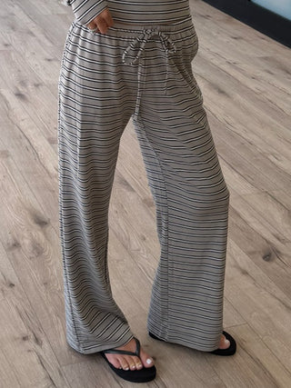 Slow Days Stripe Wide-Leg Pants | Granite