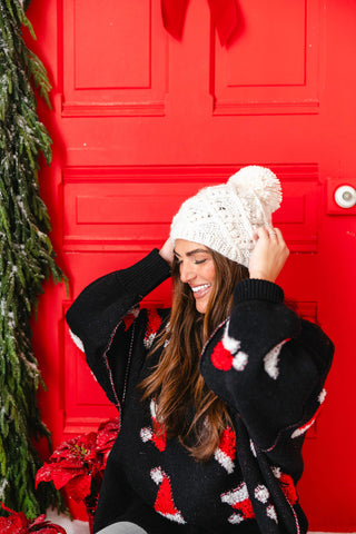 Cable Knit Pom Beanie