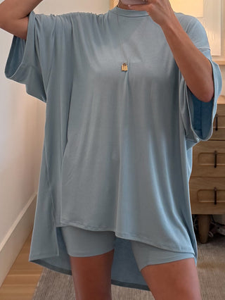 Novi Ribbed Tee + Shorts Set | Sky Blue | +Plus Available | RESTOCK