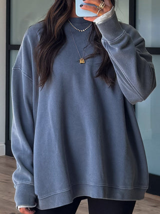 Oak Park Mineral Wash Pullover | Dusty Navy