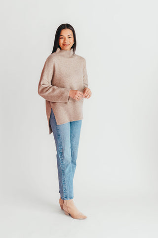 Nolan Mock Neck Sweater | Taupe