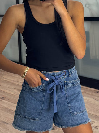 Frayed State Denim Shorts