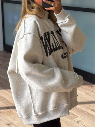 "DILLY DALLYIN" Mock Neck Sweatshirt | Grey