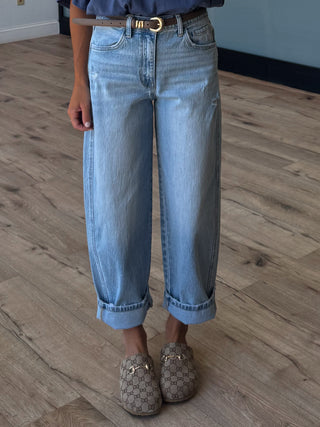 Kye Crop Barrel Jeans