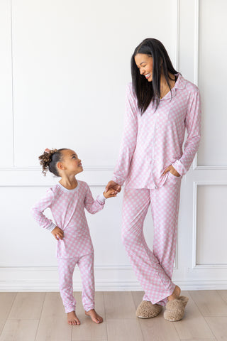 Kids Checkered Pajama Set | Pale Pink | Tiny Talulah