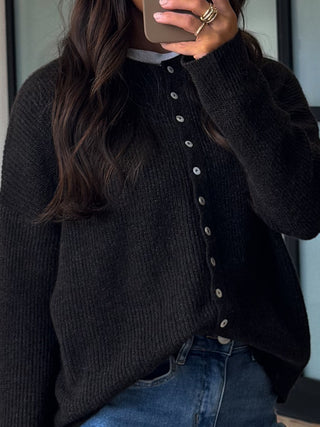 Reyes Button Cardigan | Chocolate