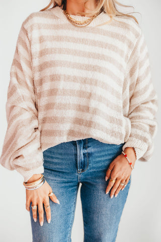 Juniper Stripe Knit Sweater | Taupe | +Plus Available