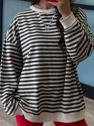 Ledger Stripe Pullover | Olive