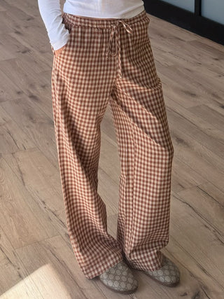 Bodhi Plaid Wide-Leg Pants | Caramel