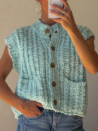 Kassie Chunky Knit Vest | Seafoam