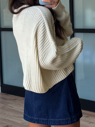 Huntley Ribbed Knit Sweater | Cream