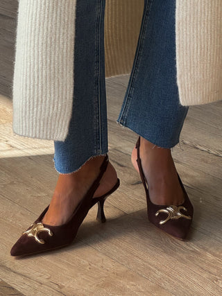 Triomphe Slingback Kitten Heels | Chocolate